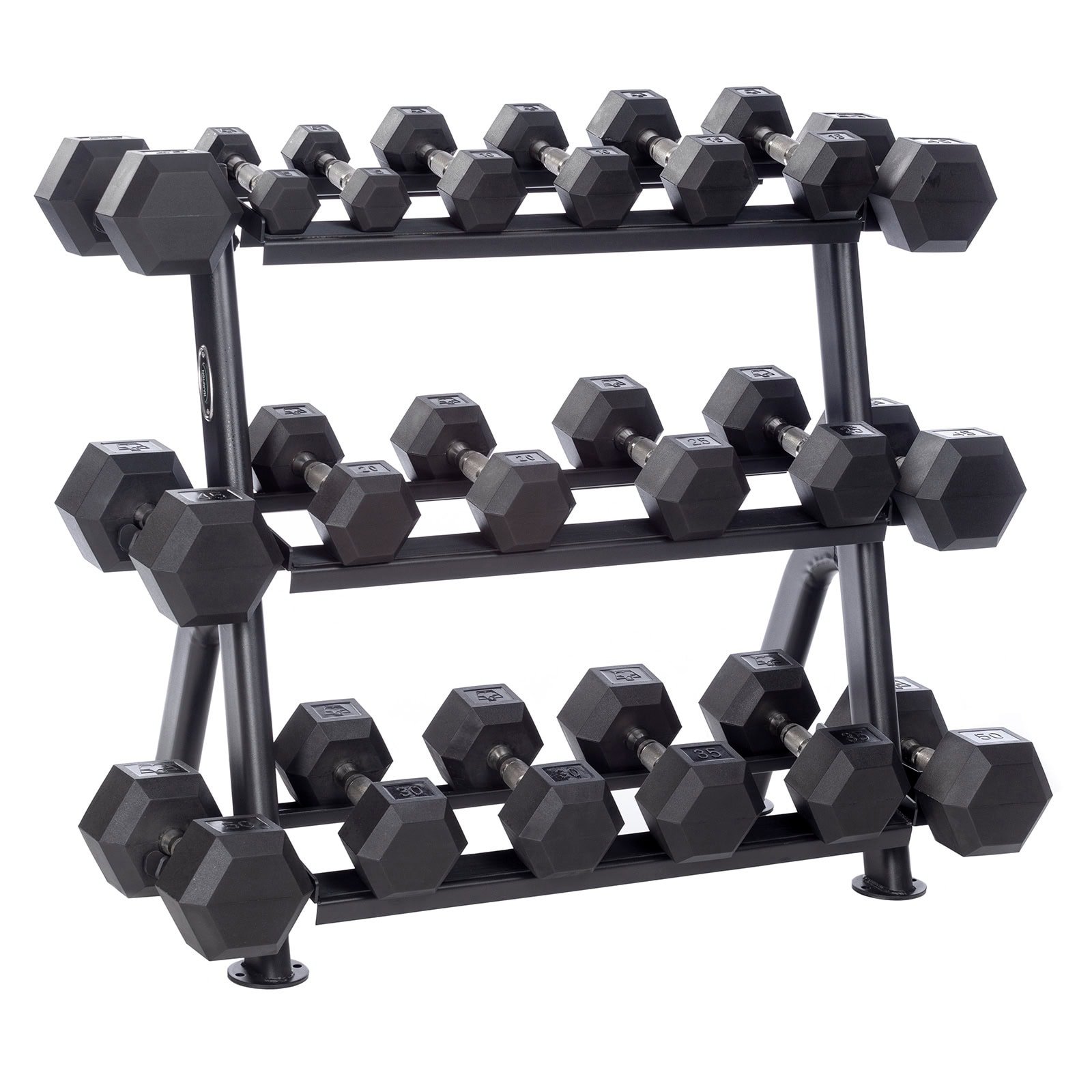 3-Tier Fixed Pro-Style Dumbbell Saddle Rack | 15 Pairs