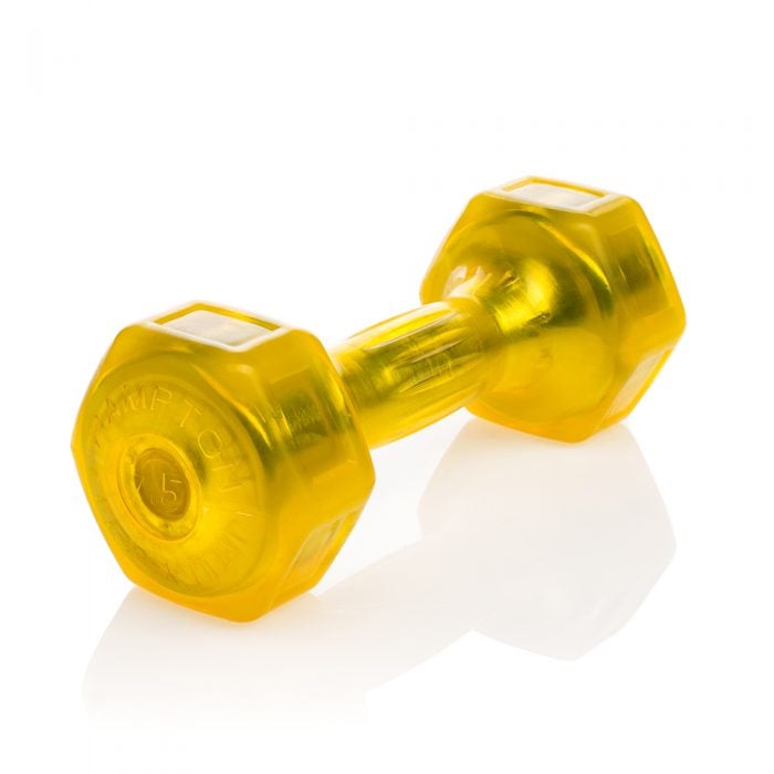 yellow jelly bell urethane coated dumbbell