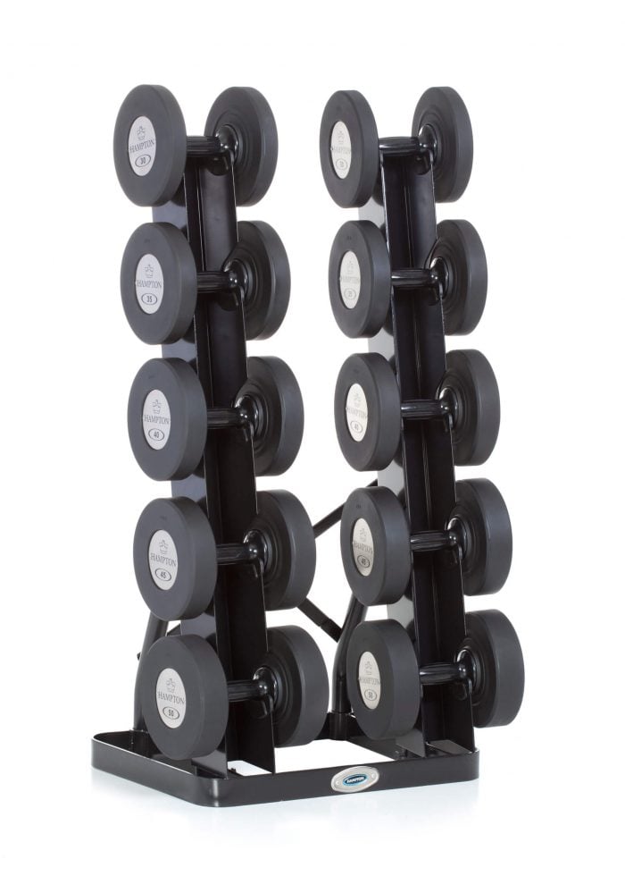 GEL-GRIP Urethane Dumbbells Black | 5 PAIR Vertical Club Pack (A)