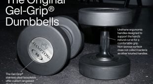 Image of Hampton Gel-Grip dumbbells highlighting features.