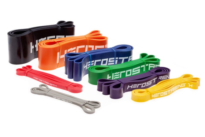hero strength bands in various colors and sizes
