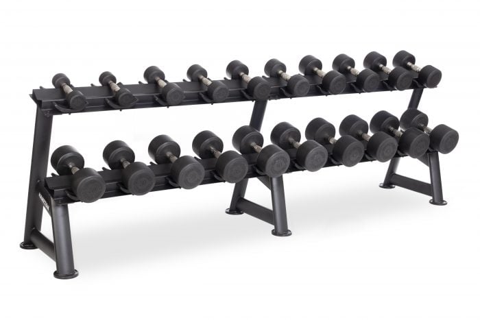 Urethane DURA-PRO Dumbbells | 5-50 LB Horizontal Club Packs