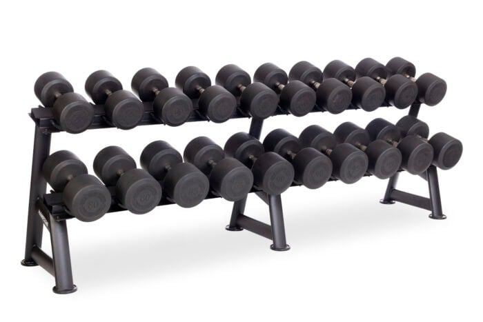 Urethane DURA-PRO Dumbbells | 55-100 LB Horizontal Club Packs