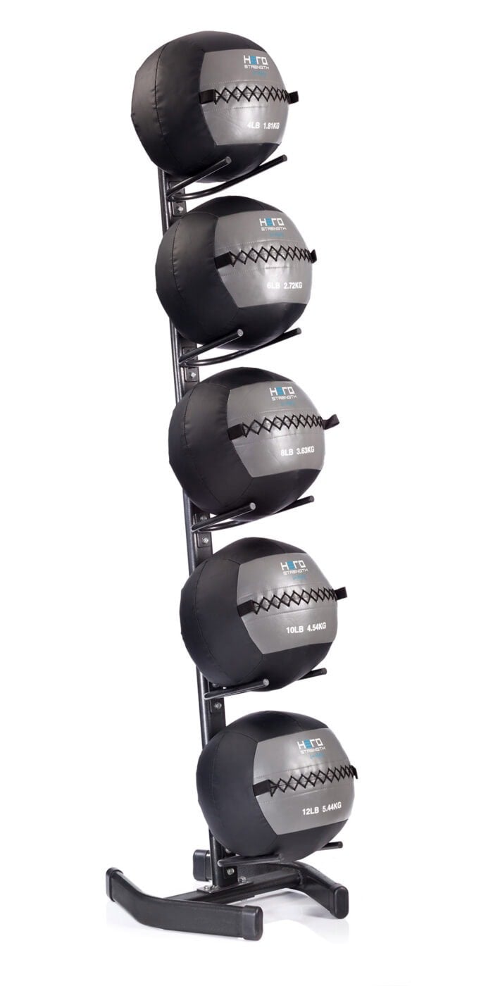 vertical rack of hero strength throw balls